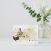 *~* Zen Buddha Candle Tee Lotus Gold Business Card Visitenkarte (Stehend Vorderseite)