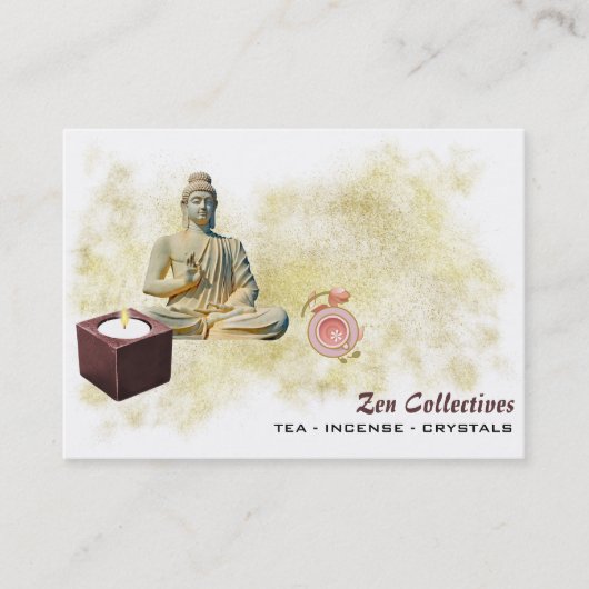 *~* Zen Buddha Candle Tee Lotus Gold Business Card Visitenkarte (Vorderseite)