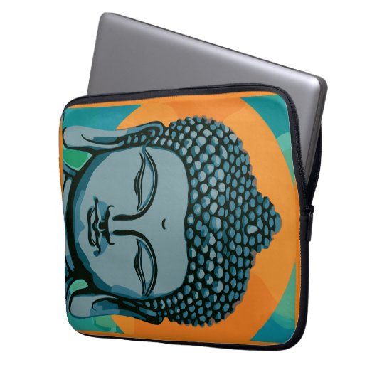 Zen Buddha Head Laptopschutzhülle (Vorderseite Links)
