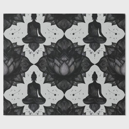 Zen Buddha Lotus Wrapping Paper Geschenkpapier (Flach)