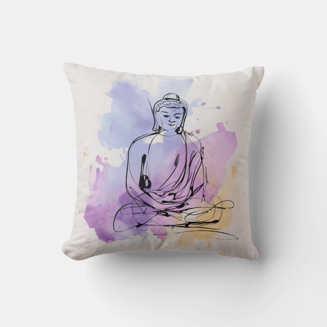 Zen Buddha Meditation Pillow - Friedlich Minimalis Kissen (Vorderseite)
