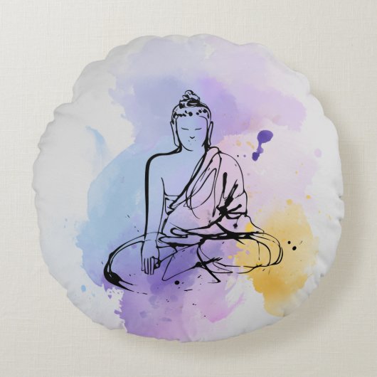 Zen Buddha Round Throw Kissen (Vorderseite)
