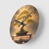 ZEN-BUDDHISMUS - BONSAI-BAUM - RUNDE WANDUHR (Winkel)