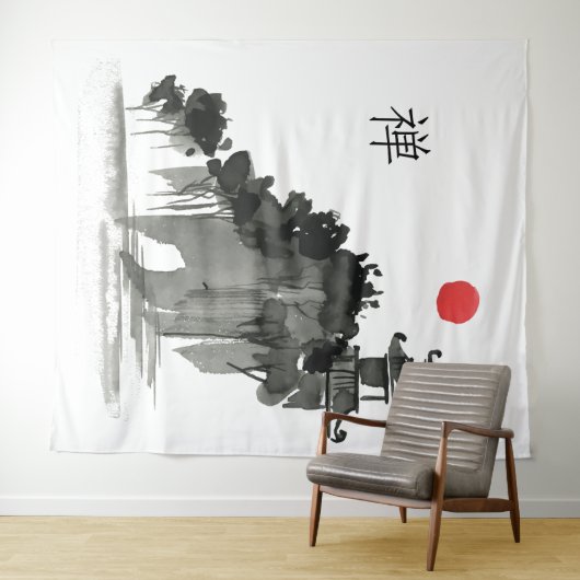 Zen-Buddhismus-Monastry in der Sonne Wandteppich (Beispiel (Horizontal))