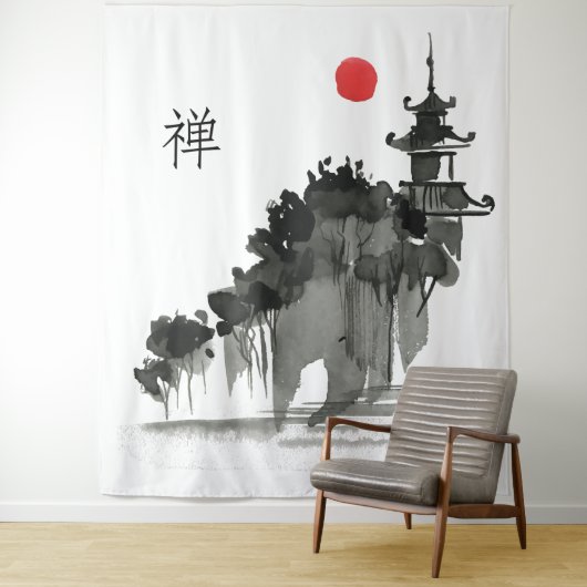 Zen-Buddhismus-Monastry in der Sonne Wandteppich (Beispiel)