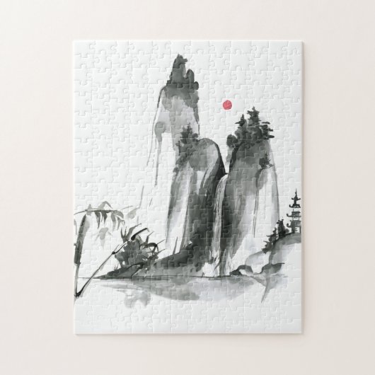Zen-Buddhismus-Tempel in den Bergen Puzzle (Vertikal)