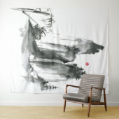 Zen-Buddhismus-Tempel in den Bergen Wandteppich (Beispiel (Horizontal))