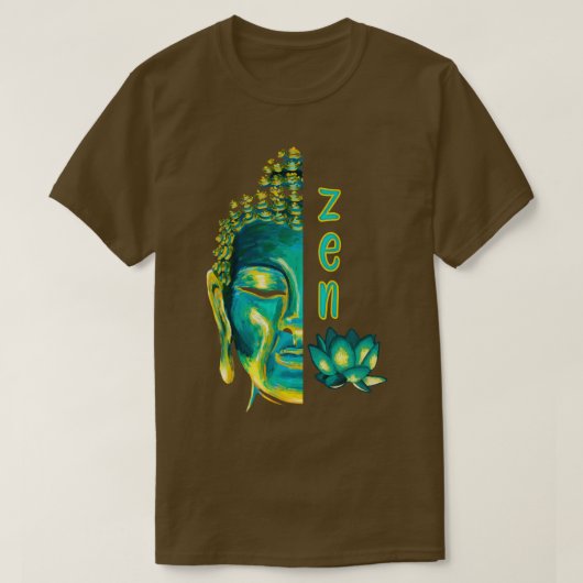 Zen Buddhist Digital Painting Blue Yellow Buddha L T-Shirt (Design vorne)