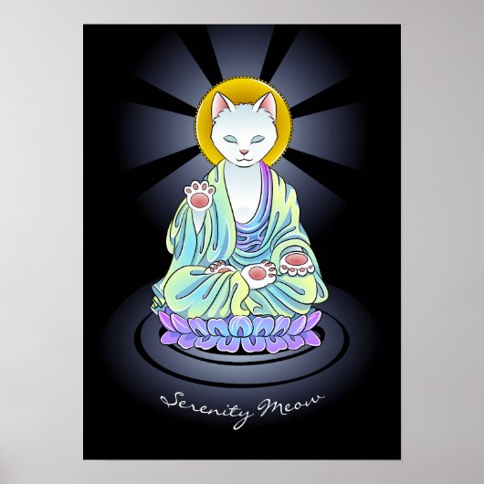 Zen Buddhist Serenity Meow Cat Poster (Vorne)
