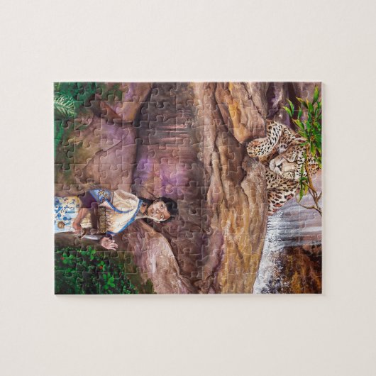 Zen-Buddhist-Tiger und Erdbeere Puzzle (Horizontal)