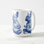 Zen Bulldog in Meditation Pose Kunst Kaffeetasse (VorderseiteRechts)