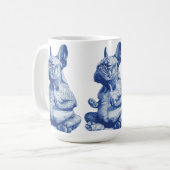 Zen Bulldog in Meditation Pose Kunst Kaffeetasse (Vorderseite Links)