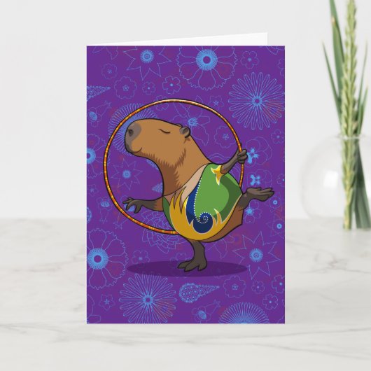 Zen Capybara Dancer Funny Rhythmic Gymnast Cartoon Karte (Vorderseite)