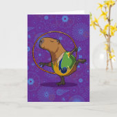 Zen Capybara Dancer Funny Rhythmic Gymnast Cartoon Karte (Gelbe Blume)