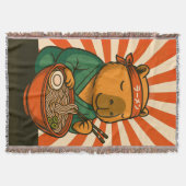 Zen Capybara Eating Ramen with Radiating Stripes Decke (Vorderseite)