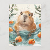 Zen Capybara: Wellness-Gewässer Feiertagspostkarte (Vorderseite)