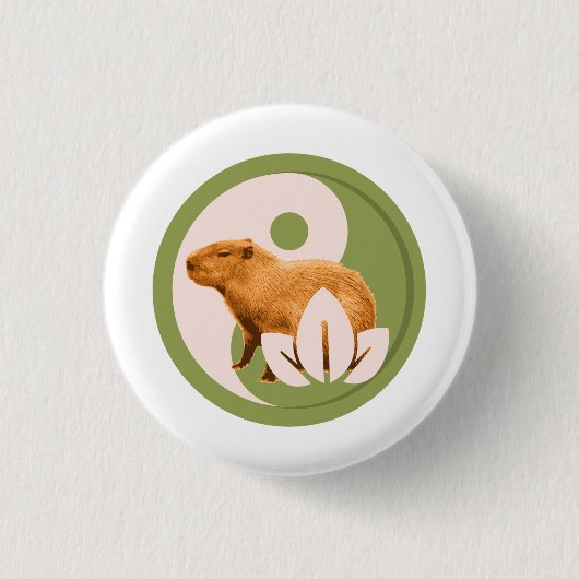 Zen Capybara Yin Yang Button (Vorderseite)