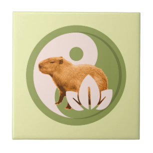 Zen Capybara Yin Yang Friedliche Natur Fliese