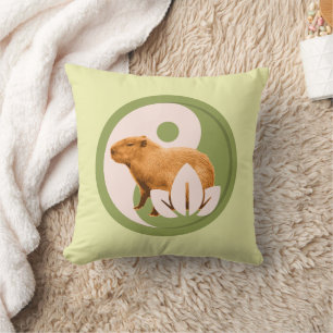 Zen Capybara Yin Yang Friedliche Natur Kissen