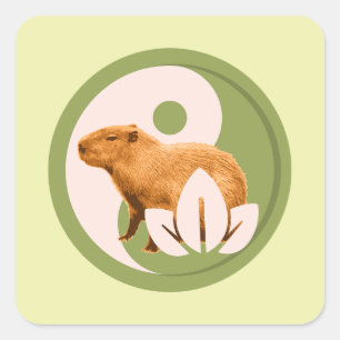 Zen Capybara Yin Yang Friedliche Natur Quadratischer Aufkleber