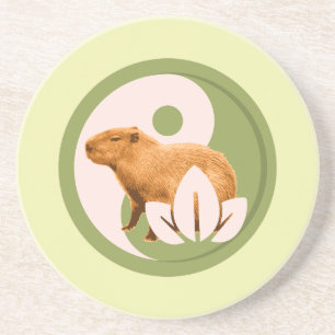 Zen Capybara Yin Yang Friedliche Naturkunst Getränkeuntersetzer