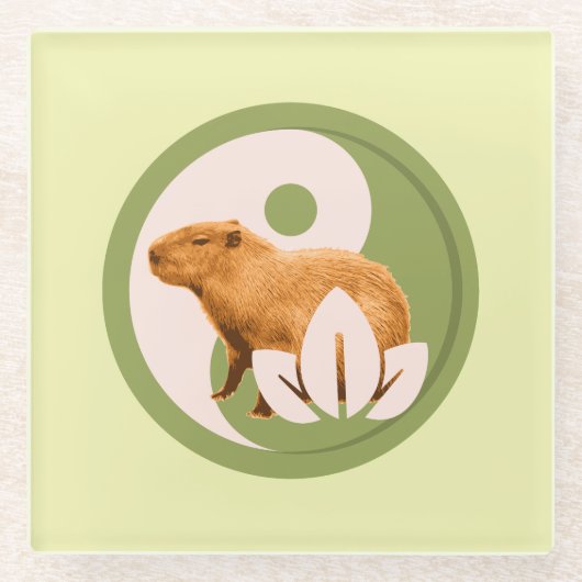 Zen Capybara Yin Yang Friedliche Naturkunst Glasuntersetzer (Vorderseite)