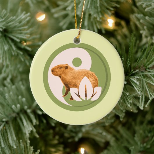 Zen Capybara Yin Yang Keramik Ornament (Baum)