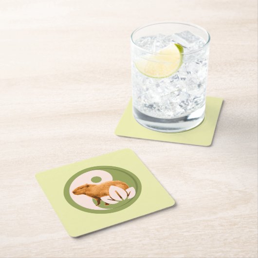 Zen Capybara Yin Yang Rechteckiger Pappuntersetzer (Vor Ort)