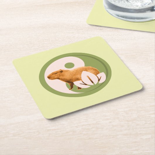 Zen Capybara Yin Yang Rechteckiger Pappuntersetzer (angewinkelt)