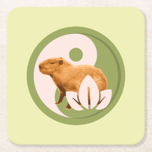 Zen Capybara Yin Yang Rechteckiger Pappuntersetzer