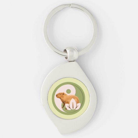 Zen Capybara Yin Yang Schlüsselanhänger (Vorderseite)