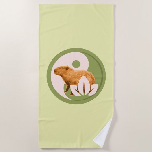 Zen Capybara Yin Yang Strandtuch (Vorderseite)