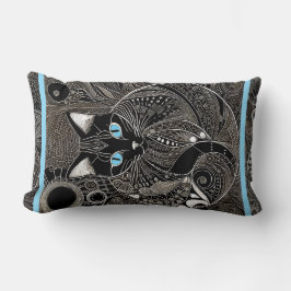 Zen Cat Companion, New Moon Blue Strip Lendenkissen