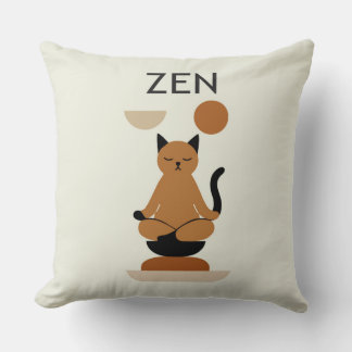 Zen Cat Meditation Throw Pillow – Cute Minimalist Kissen