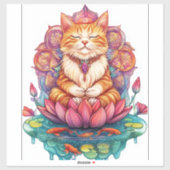 Zen Cat Vibes - Meditating Kitty Psychedelic Aufkleber (Blatt)