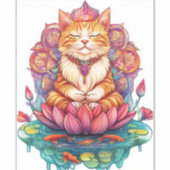Zen Cat Vibes - Meditating Kitty Psychedelic Aufkleber (Vorderseite)