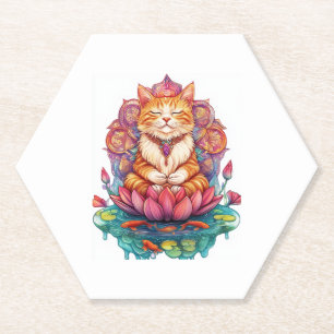 Zen Cat Vibes � Meditating Kitty Psychedelic Untersetzer