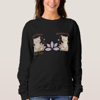 Zen Cat Yoga Minimal Cute Meditation Design Sweatshirt
