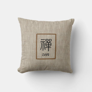 Zen-Chinesisches Wort und Text auf beige Einbruchd Kissen