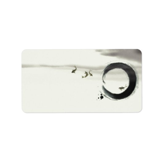 Zen Circle Enso Koi Brush Painting Art Adressaufkleber (Vorne)
