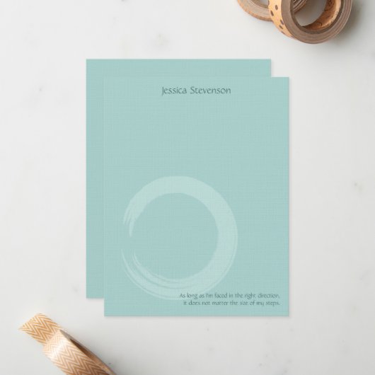 Zen Circle Flat Note Card (blau) Mitteilungskarte (Vorderseite/Rückseite Beispiel)