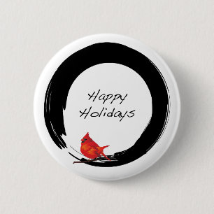 Zen Circle with Christmas Kardinal Button