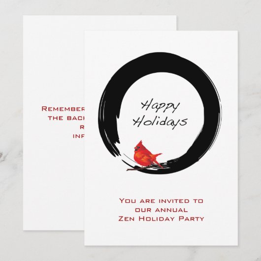 Zen Circle with Christmas Kardinal Einladung (Vorne/Hinten)