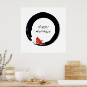 Zen Circle with Christmas Kardinal Poster (Küche)