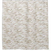 Zen Cream White Cocoa Brown Zebra Print Duschvorhang (Vorderseite)