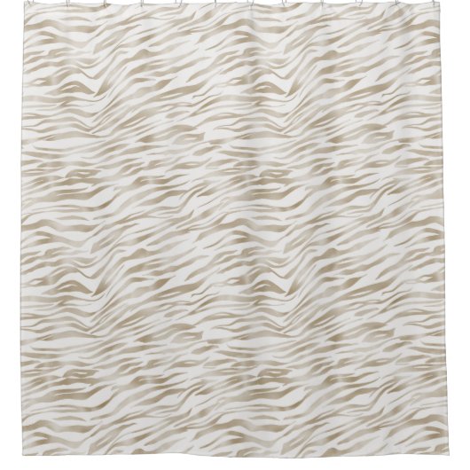 Zen Cream White Cocoa Brown Zebra Print Duschvorhang (Vorderseite)