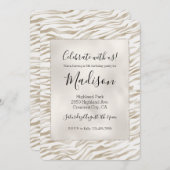 Zen Cream White Cocoa Brown Zebra Print Einladung (Vorne/Hinten)
