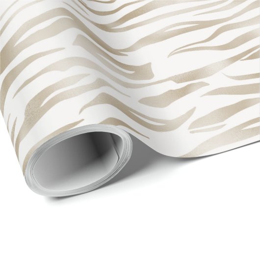 Zen Cream White Cocoa Brown Zebra Print Geschenkpapier (Rolleneckpunkt)
