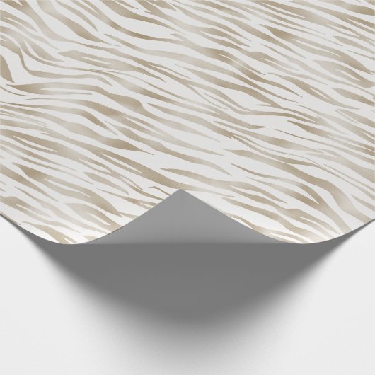 Zen Cream White Cocoa Brown Zebra Print Geschenkpapier (Ecke)