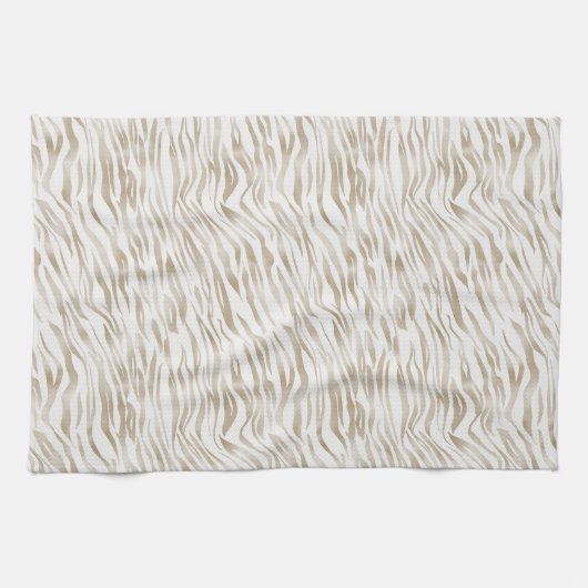 Zen Cream White Cocoa Brown Zebra Print Geschirrtuch (Horizontal)